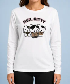 Top Heil Kitty Parody Satire Cartoon Funny Long Sleeve Shirt