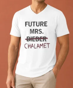 Top Kylie Jenner Future Mrs Chalamet V-Neck Shirt