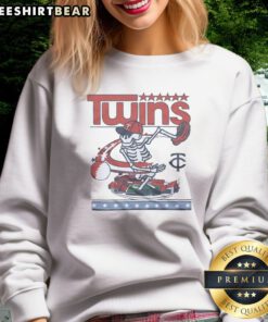 Top Minnesota Twins X Grateful Dead Skeleton Skateboard MLB Graphic Sweatshirt featuring vibrant graphics