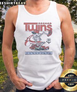 Top Minnesota Twins X Grateful Dead Skeleton Skateboard MLB Graphic Tank top in vibrant colors
