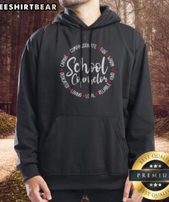 Top School Counselor Compassionate Fun Warm Kind Reliable Loyal Loving Dedicated Hoodie displayed in a cozy setting.