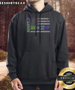 Top Seattle Sport Teams Seahawks Mariners Kraken Washington Huskies USA Independence Day Flag Hoodie