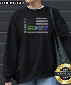 Top Seattle Sport Teams Seahawks Mariners Kraken Washington Huskies USA Independence Day Flag Sweatshirt