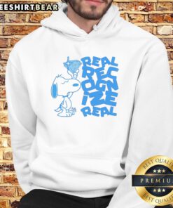 Top Snoopy Peanuts Real Recognize Real Real Hoodie featuring iconic Snoopy graphic