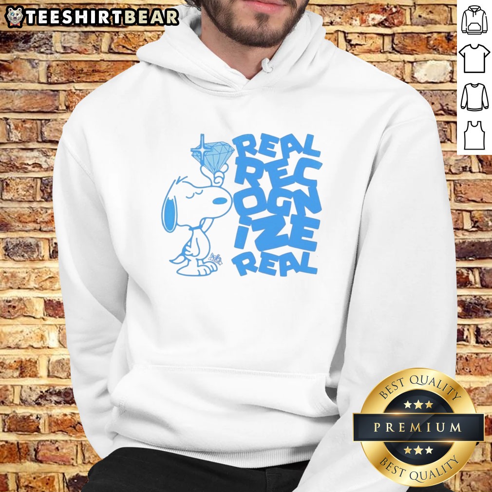 Top Snoopy Peanuts Real Recognize Real Real Shirt on Hoodie Top Snoopy Peanuts Real Recognize Real Real Shirt shown as a hoodie preview
