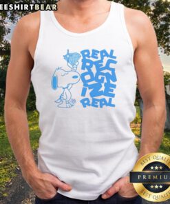 Top Snoopy Peanuts Real Recognize Real Real Tank top displayed on a wooden background
