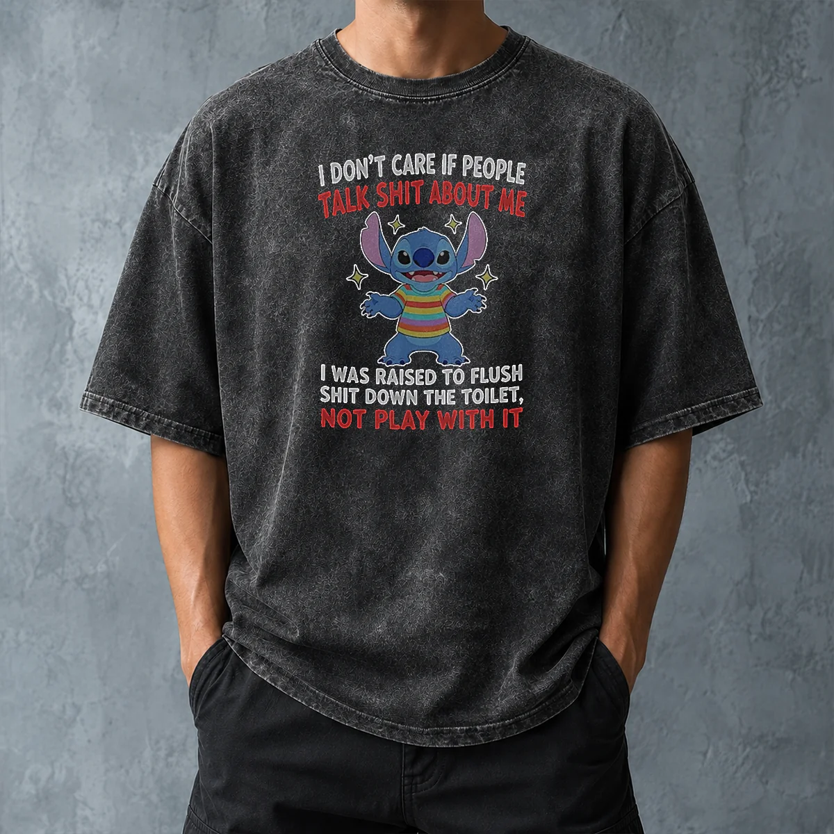 Top Stitch I Don'T Care If People Talk Shit About Me Washed T-Shirt