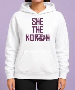 Top Toronto Tempo She The North Hoodie in black with front graphic and kangaroo pocket