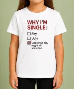 Top Why I'M Single Check Mark Dick Is Too Big Might Kill Someone Kids T-Shirt