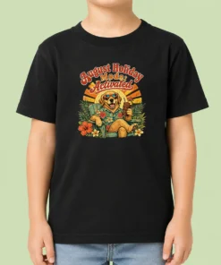 Awesome August Holiday Vintage Dog Chillout Kids T-Shirt