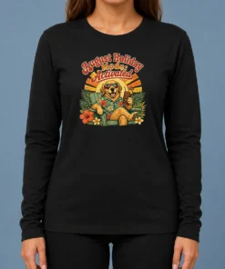 Awesome August Holiday Vintage Dog Chillout Long Sleeve Shirt