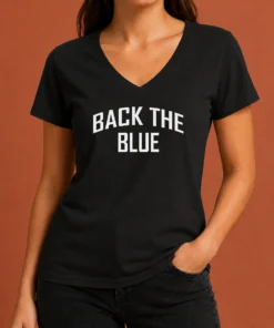Awesome Back The Blue Police Officer Support V-Neck Shirt