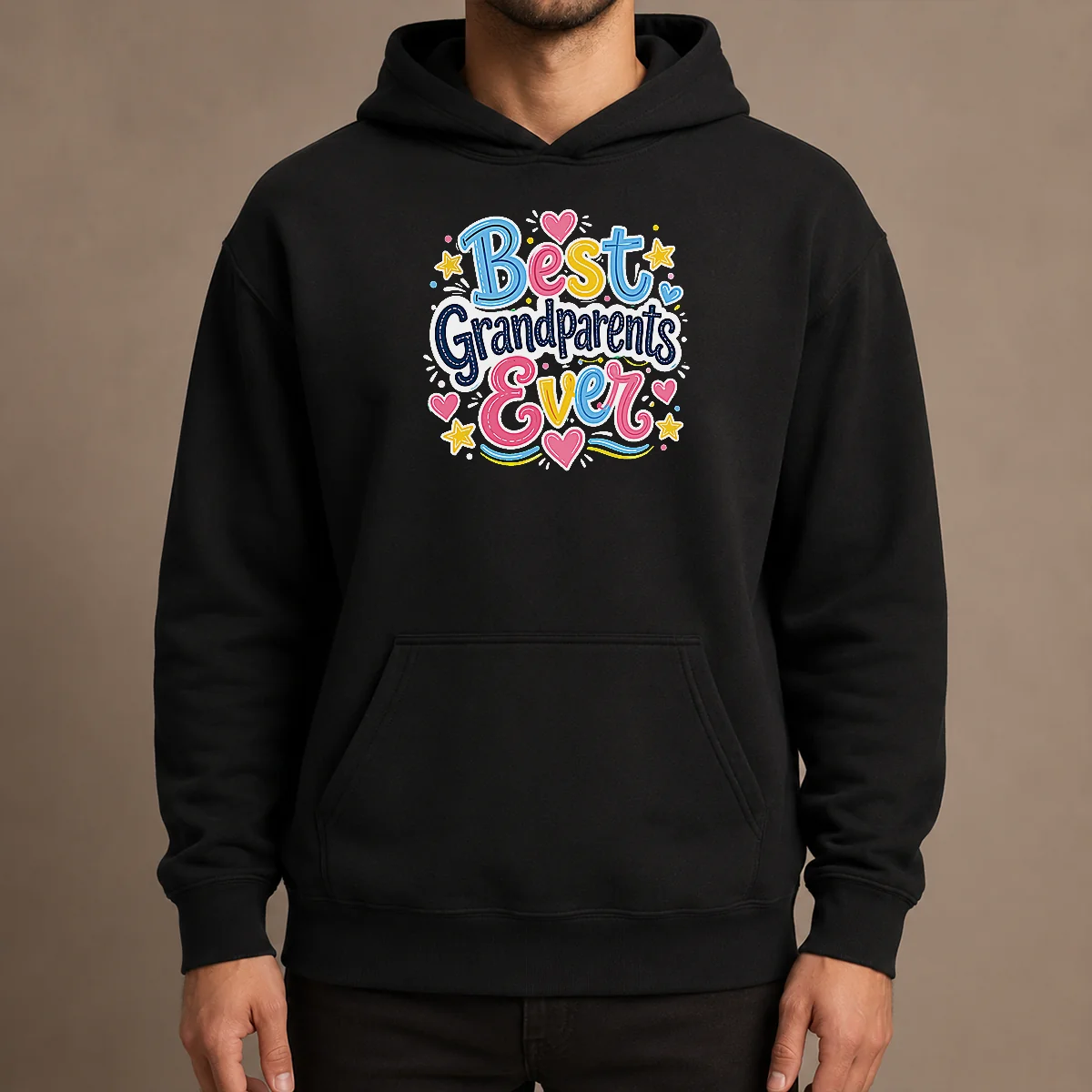 Awesome Best Grandparents Ever Doodle Hoodie in soft fabric with front pouch pocket and adjustable hood
