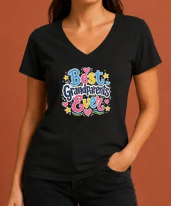 Awesome Best Grandparents Ever Doodle V-Neck Shirt