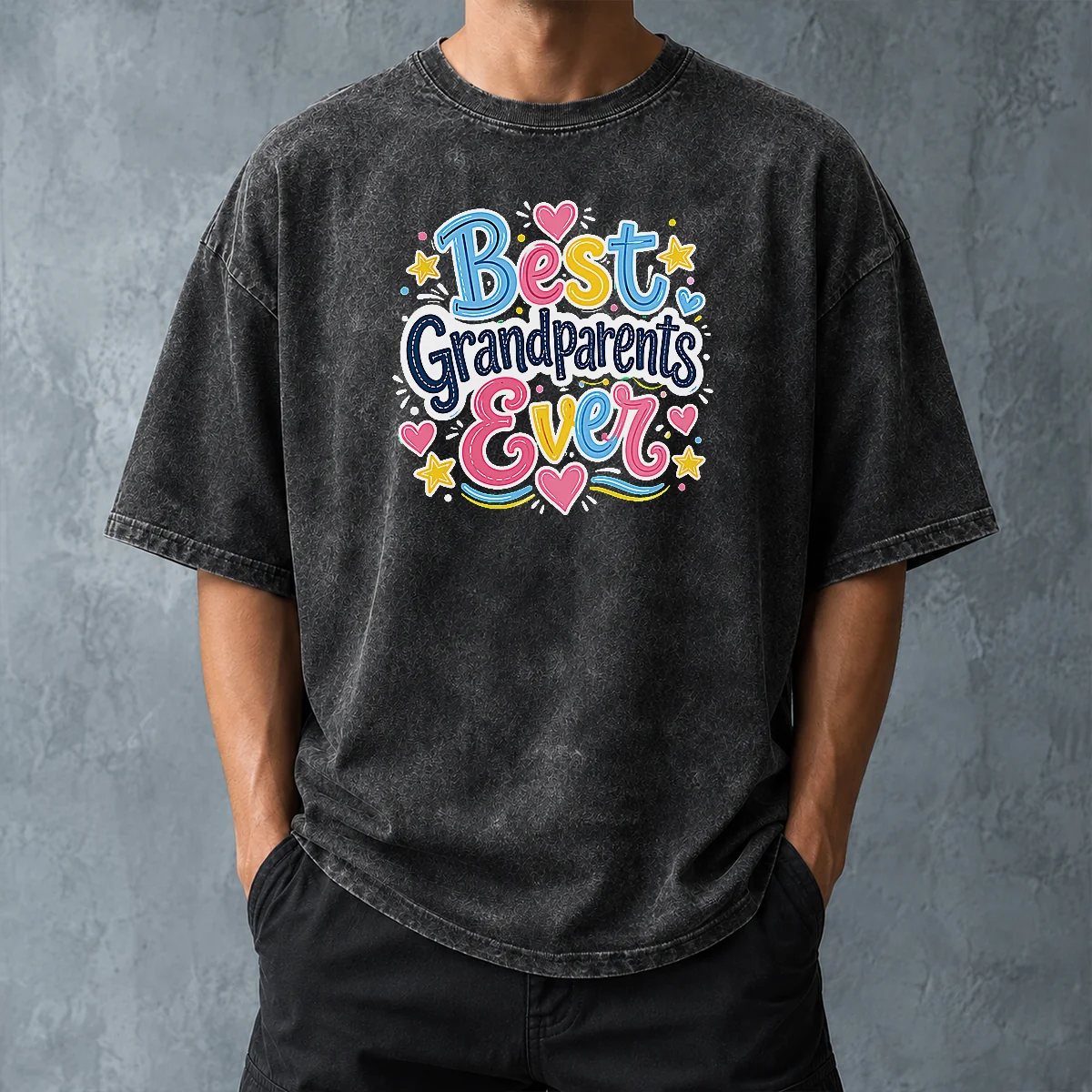 Awesome Best Grandparents Ever Doodle Washed T-Shirt