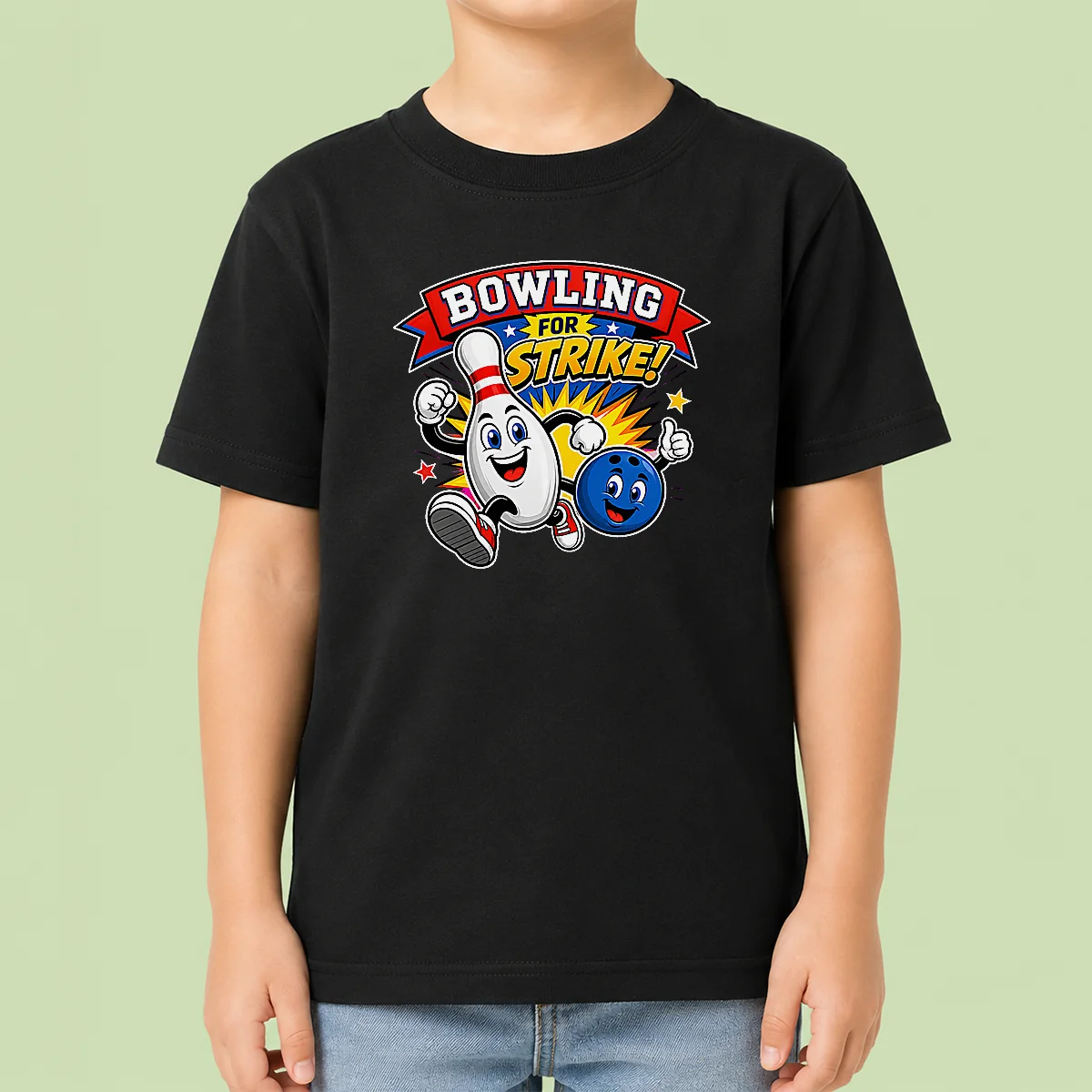 Awesome Bowling For Strike Cheerful Mascot Kids T-Shirt