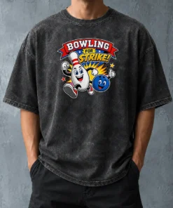 Awesome Bowling For Strike Cheerful Mascot Washed T-Shirt