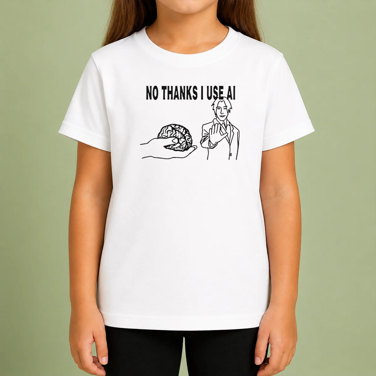 Awesome Brain No Thanks I Use AI Kids T-Shirt