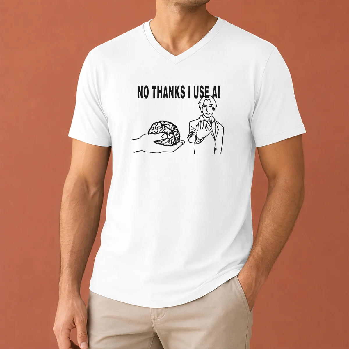 Awesome Brain No Thanks I Use V-Neck Shirt Awesome Brain No Thanks I Use V-Neck Shirt