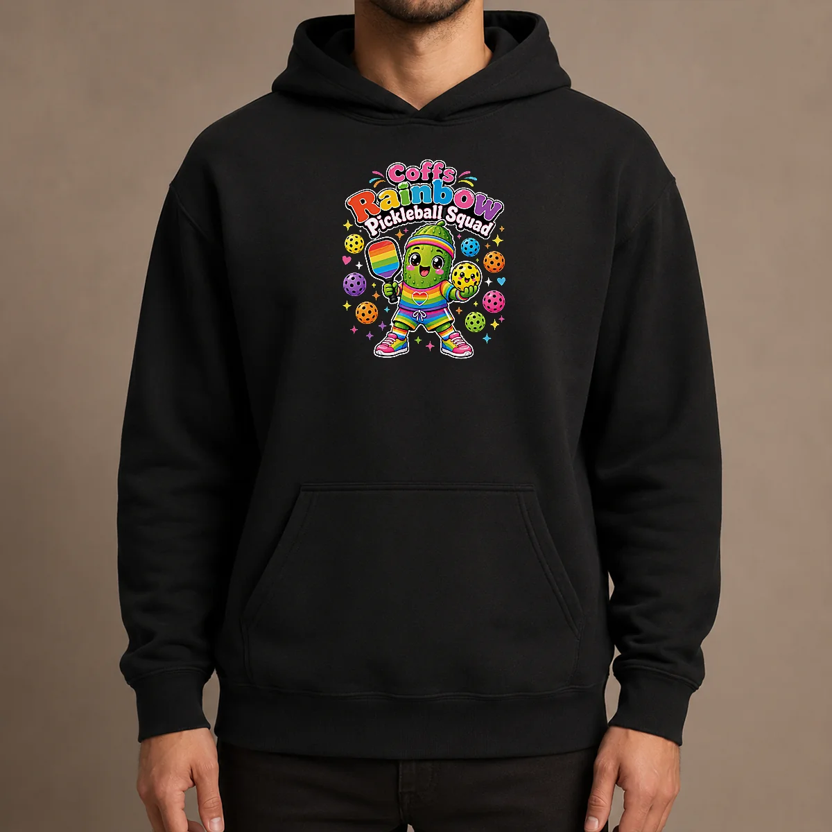 Awesome Coffs Rainbow Pickleball Squad Kawaii Hoodie
