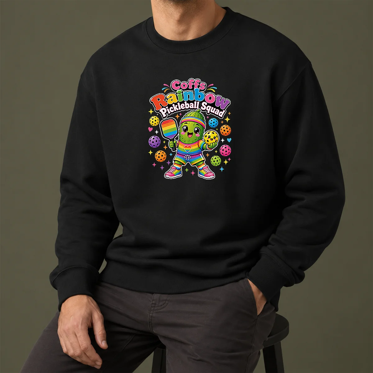 Awesome Coffs Rainbow Pickleball Squad Kawaii Sweater