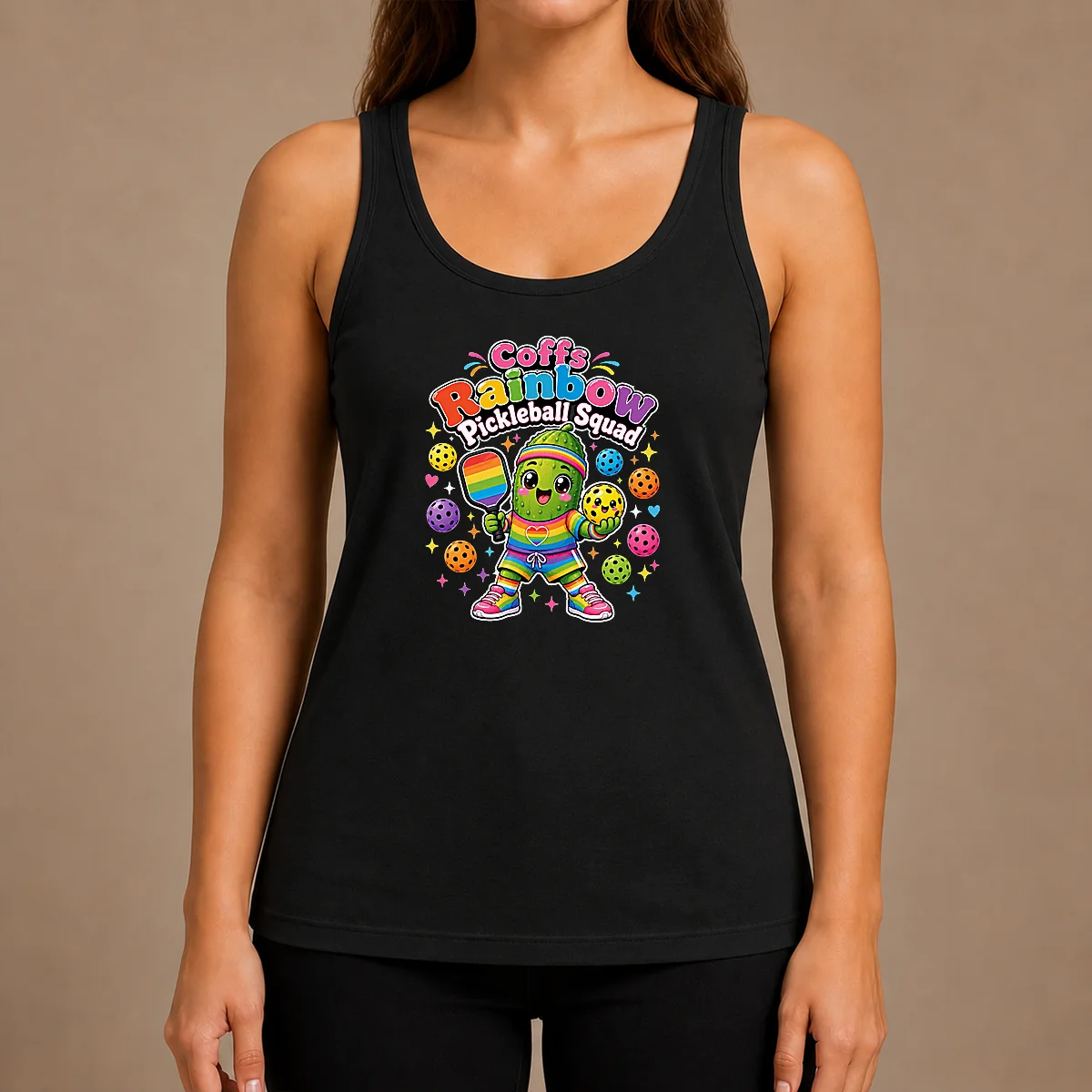 Awesome Coffs Rainbow Pickleball Squad Kawaii Tank Top
