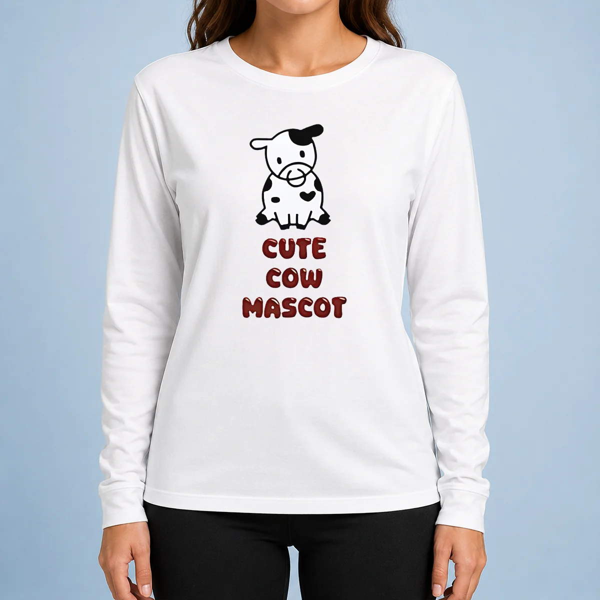Awesome Cute Cow Mascot Long Sleeve Shirt