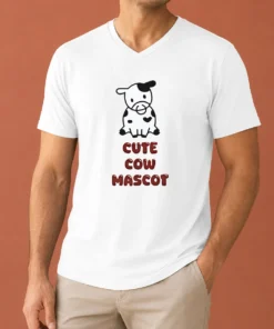 Awesome Cute Cow Mascot V-Neck Shirt