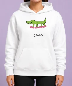 Awesome Funny Crocs Crocodile Wearing Pink Shoes Drawing Hoodie