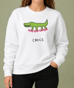Awesome Funny Crocs Crocodile Wearing Pink Shoes Drawing Sweater