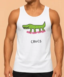 Awesome Funny Crocs Crocodile Wearing Pink Shoes Drawing Tank Top
