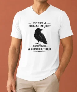 Awesome Funny Sarcastic Quiet Raven Introvert Dark Humor Geek V-Neck Shirt