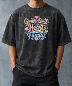 Awesome Grandparents Day Heart Of Our Family Watercolor Washed T-Shirt