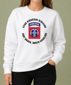Awesome Hot 82nd Airborne Division Fort Bragg Military Sweater in dark gray with bold airborne insignia