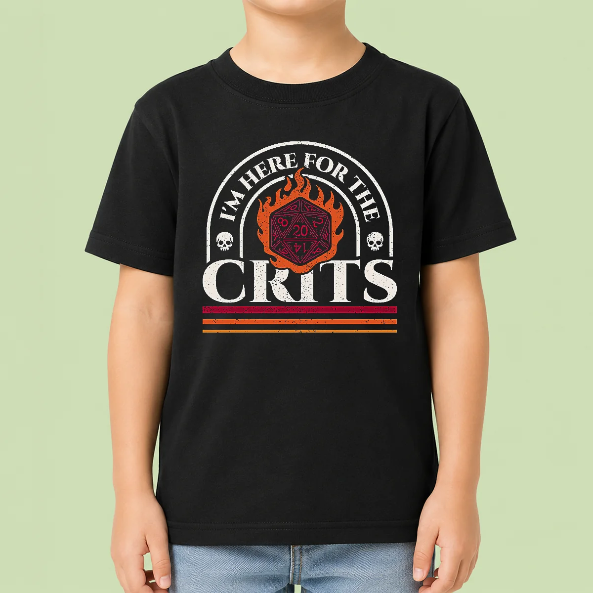 Awesome I'M Here For The Crits Dungeons And Dragons Kids T-Shirt