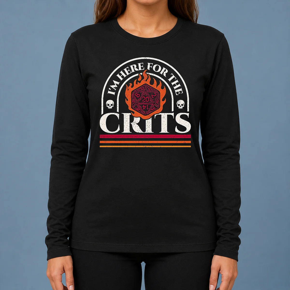 Awesome I'M Here For The Crits Dungeons And Dragons Long Sleeve Shirt
