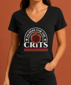 Awesome I'M Here For The Crits Dungeons And Dragons V-Neck Shirt
