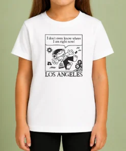 Awesome Los Angeles Cartoon Kid Floating Headphones I Don'T Even Know Where I Am Kids T-Shirt