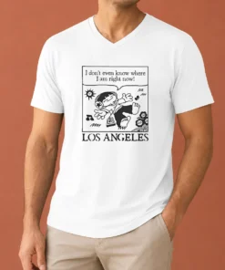 Awesome Los Angeles Cartoon Kid Floating Headphones I Don'T Even Know Where I Am V-Neck Shirt