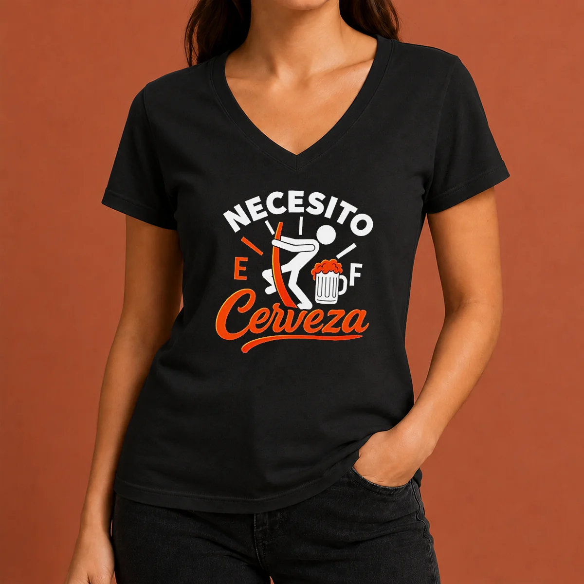 Awesome Necesito Cerveza Beer Level V-Neck Shirt Awesome Necesito Cerveza Beer Level V-Neck Shirt