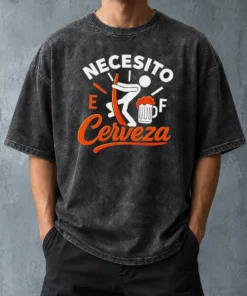 Awesome Necesito Cerveza Beer Level Washed T-Shirt