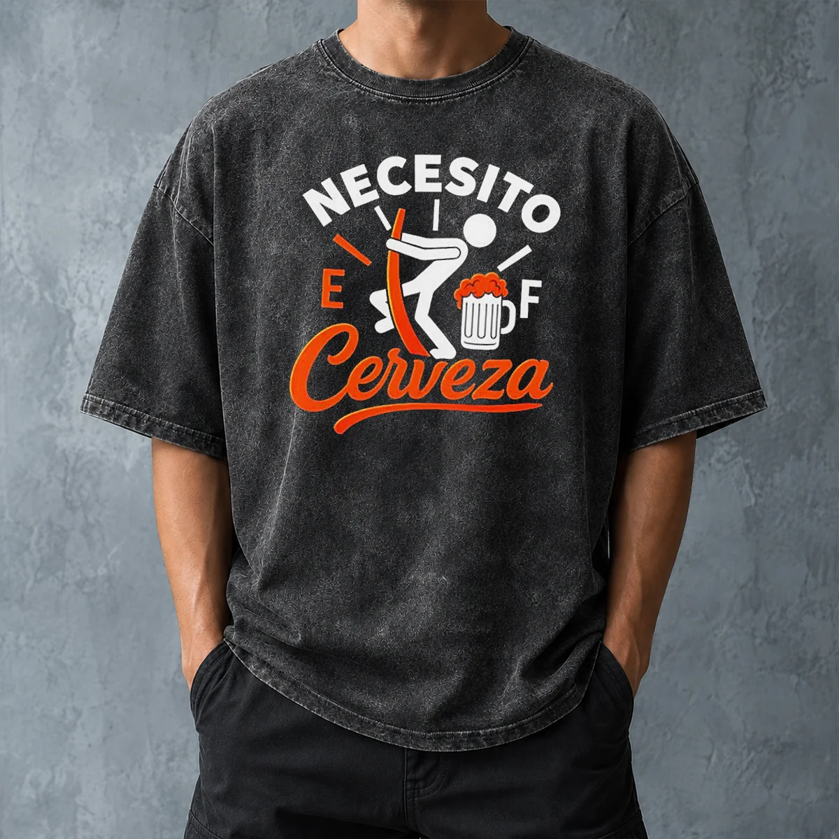 Awesome Necesito Cerveza Beer Level Washed T-Shirt