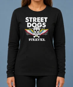 Awesome Street Dogs Forever Skull And Crossbones long sleeve shirt featuring bold graphic design on a comfortable fit