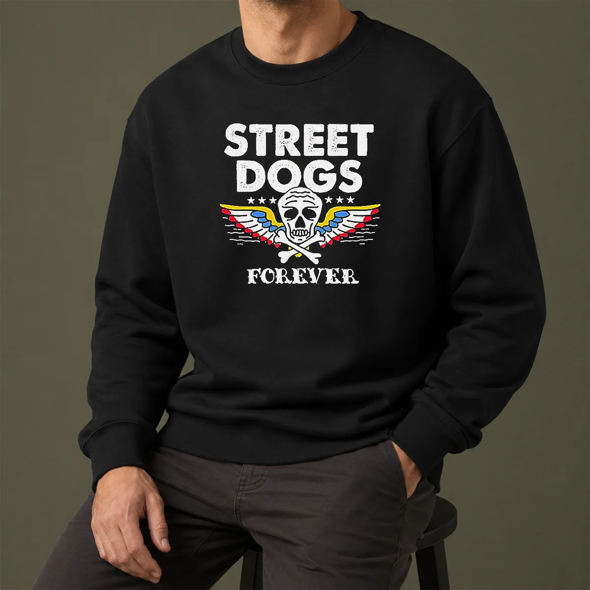 Awesome Street Dogs Forever Skull And Crossbones Sweater
