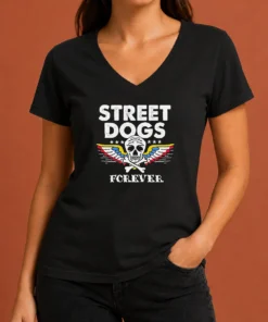 Awesome Street Dogs Forever Skull And Crossbones V-Neck Shirt