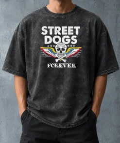 Awesome Street Dogs Forever Skull And Crossbones Washed T-Shirt