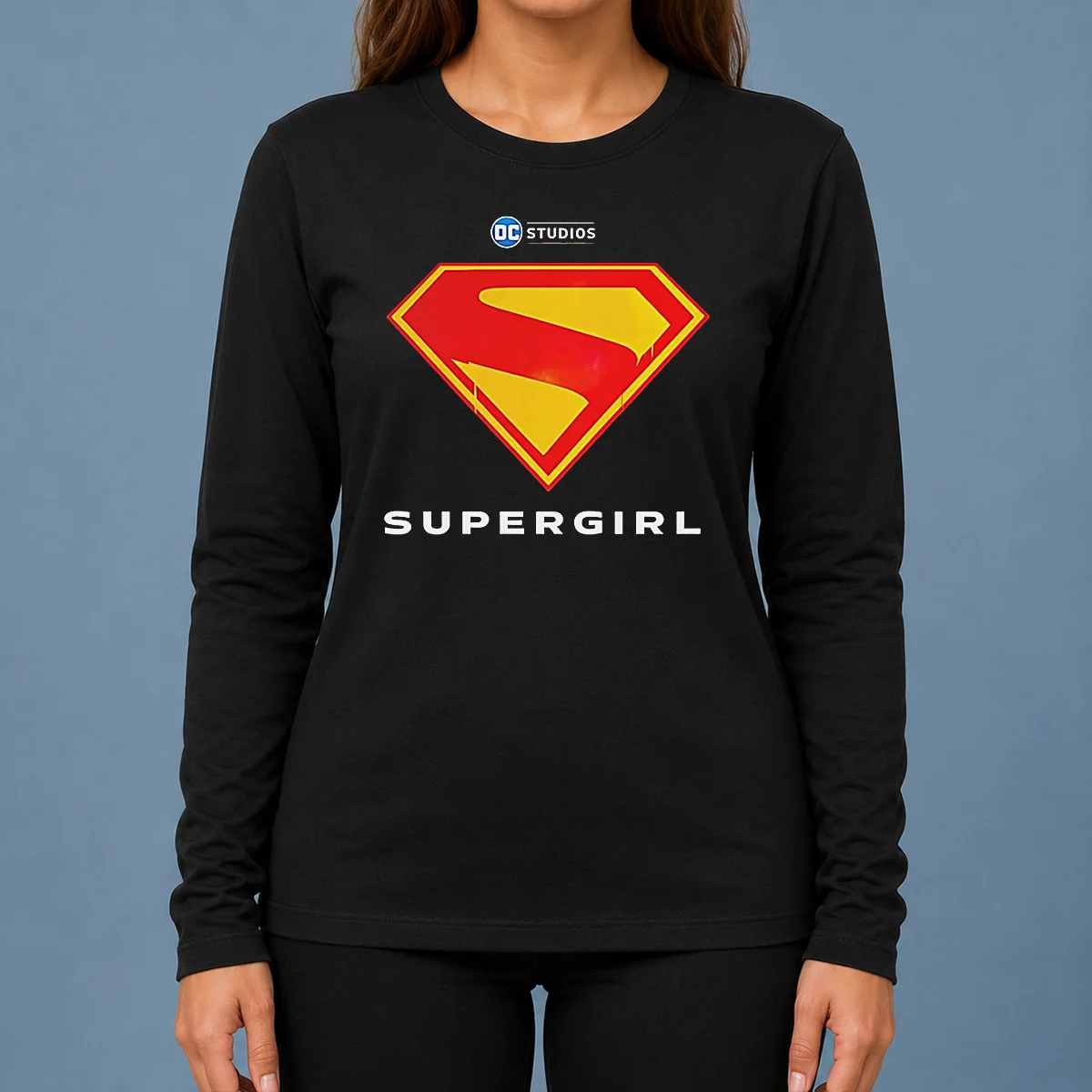 Awesome Supergirl DC Studios Logo Long Sleeve Shirt
