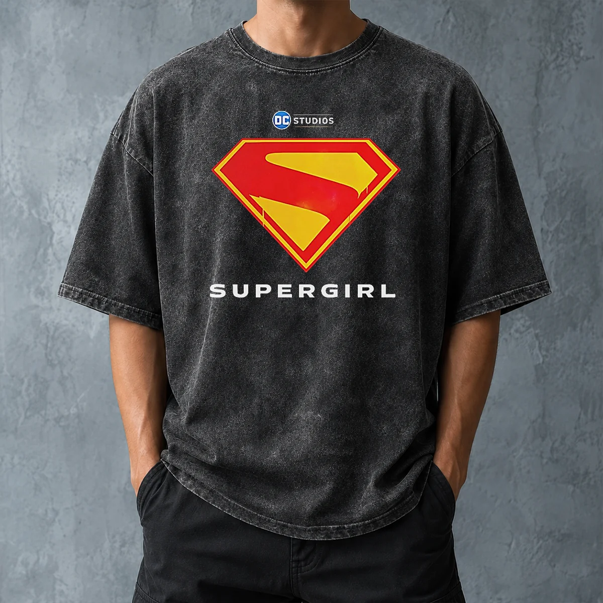 Awesome Supergirl DC Studios Logo Washed T-Shirt