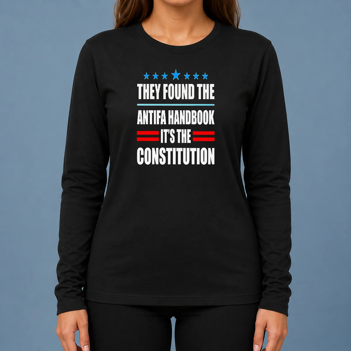 Awesome They Found The Antifa Handbook It'S The Constitution Bold Statement Text Long Sleeve Shirt