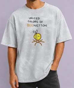 Funny Awesome United Colors Of Bee Netton Bee Logo washed t shirt in soft fabric with bold bee logo print